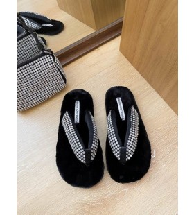 Alexander Wang Women's Crystal Thong Sandals In Black