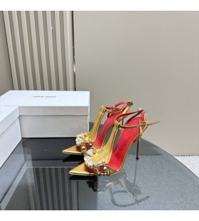 Alexander Wang Women's High-Heeled Sandals With Rhinestones In Gold Yellow