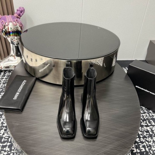 Alexander Wang Mulheres Throttie patente de Couro, Ankle Boots Preto