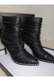 Alexander Wang Mulheres Plissado Preto Zip Botas Com Cercadura Em Couro