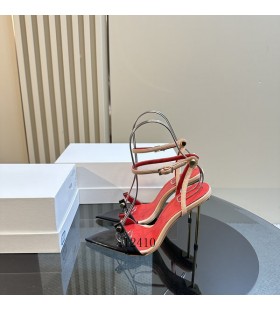 Alexander Wang Mulheres de Fundo Vermelho Pulseira de Tornozelo Sandálias de salto Preto/Bege