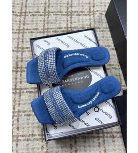 Alexander Wang Női Kék Szatén & Kristály Gyorsjavítás Vy Szandál