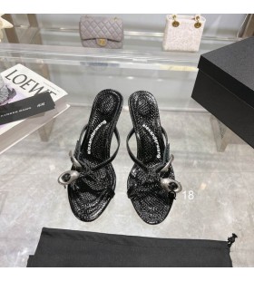 Alexander Wang Mban 7cm Cruinneachán 105 Nathair Uisce Strappy Sleamhnán Sandal I Dubh