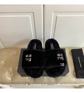 Alexander Wang Mban Dubh Fluffy Sandals