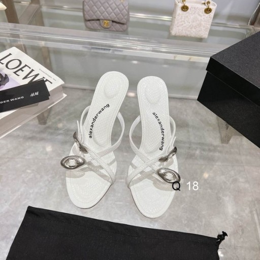 Alexander Wang Donne 7cm Cupola 105 Serpente d'Acqua Strappy Slide Sandalo In Bianco