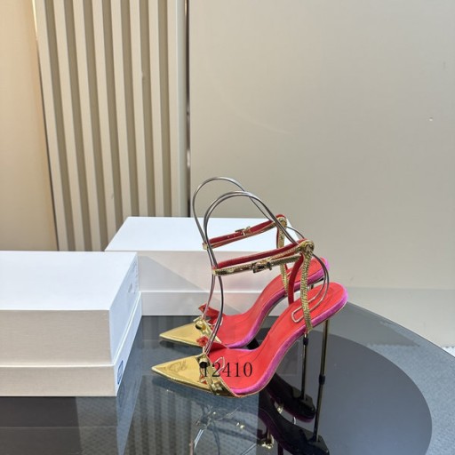 Alexander Wang Donna Fondo Rosso Cinturino alla Caviglia Sandali col tacco Alto In Oro/Giallo