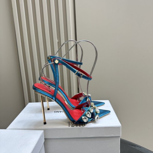 Alexander Wang Kvinne Skinn Ankel Stropp Stiletto Spiss Tå, Sandaler-Blå