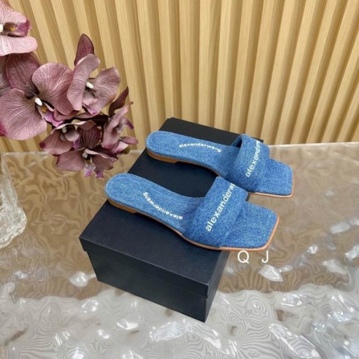 Alexander Wang Kvinne Vy Skyv Sandaler I Blå Denim