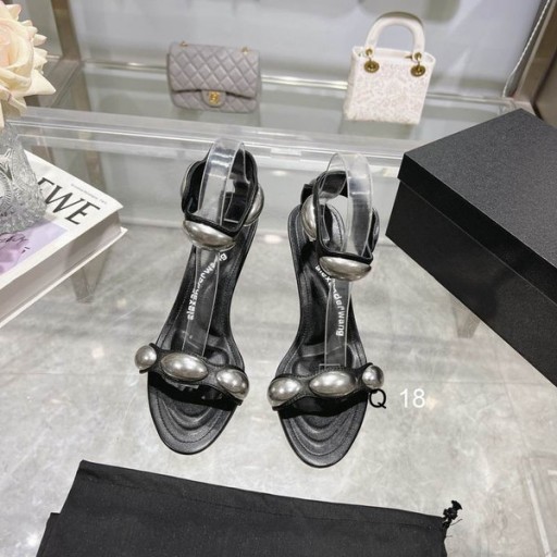 Damskie sandały Alexander Wang ze skóry naturalnej na obcasie o długości 7 cm kolor Czarny