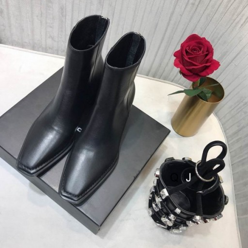 Damskie, Czarne buty Alexander Wang Na zamek Z blokowo Pięcie Ze Skóry