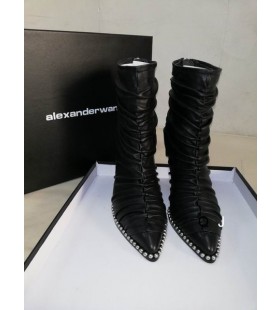 Alexander Wang Femei Negru Cutat Fermoar Cizme Din Piele Cu Margele