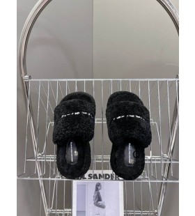 알렉산더 왕 여성의 땅딸막 한 플랫폼을 가진 슬라이드 로고 흑인 판매