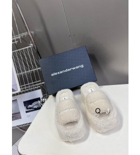 알렉산더 왕 여성의 땅딸막한 플랫폼 슬라이드 로고를 가진 흰색에서 아울렛