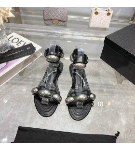 Ženske kožne sandale na ravnim potplatima Alexander Wang Crne boje