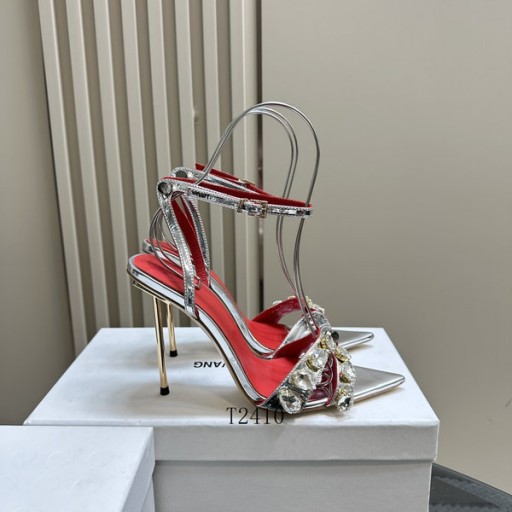 Alexander Wang Kvinnors Läder Vrist Stropp Stiletto Spetsig Tå Sandaler I Silver