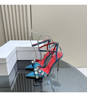 Alexander Wang Kvinnors Läder Vrist Stropp Stiletto Spetsig Tå Sandaler Blå