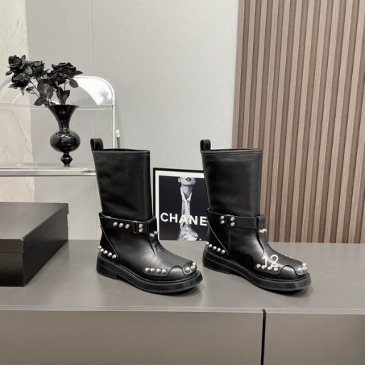 Alexander Wang Kadın Siyah Çivili Dana Ortası Deri Yapağı Bot