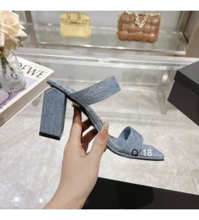 Alexander Wang Kadın 8cm Askılı Kare Burunlu Kot Yüksek Topuklu Sandaletler