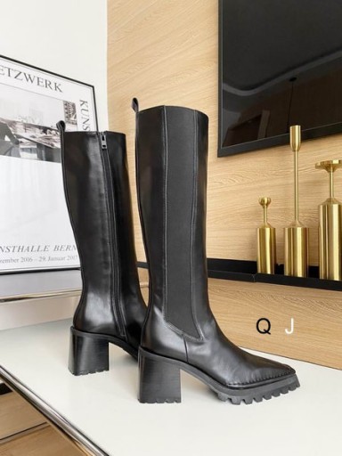 Alexander Wang Mujeres Zip Negro Botas Altas Con Bloque de Talón En Cuero