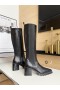 Alexander Wang Mujeres Zip Negro Botas Altas Con Bloque de Talón En Cuero