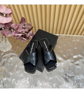 Alexander Wang Dámské Slide Sandály S Korálky V Černé Jehněčí kůže