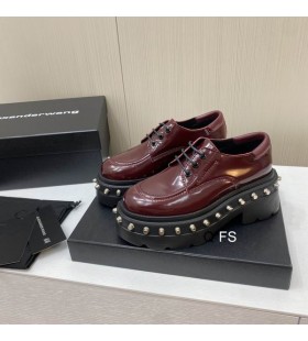 Alexander Wang Kvinders Carter Læder Platform Loafers Med Nitter I Bourgogne