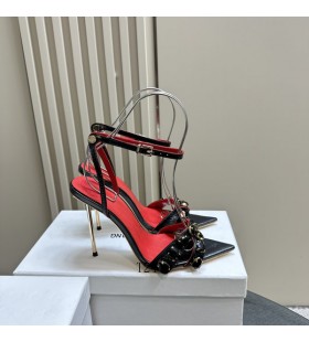 Alexander Wang Kvinder Læder Ankel Rem Stiletto Spids Tå Sandaler I Sort