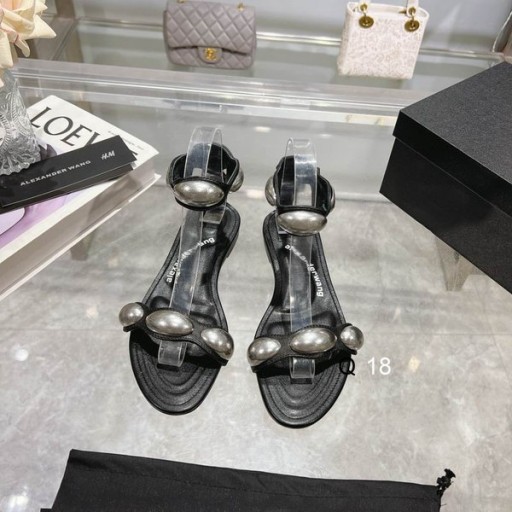 Alexander Wang Femme Dôme Sandales Plates en Cuir En Noir