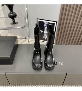 Alexander Wang Femme Noir Clouté Mi-Mollet Bottes En Cuir