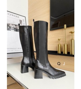 Alexander Wang Femmes Noir Zip Bottes Hautes Avec Bloc Talon En Cuir