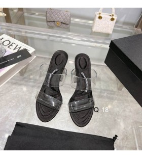 Alexander Wang Femme Transparent Sangles Sandales Chaussons Avec Strass Talon Chunky En Noir