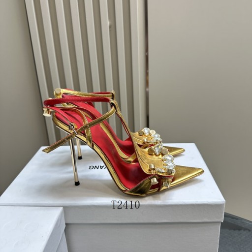 Alexander Wang Damen High-Heeled Sandalen Mit Strass In Gold Gelb