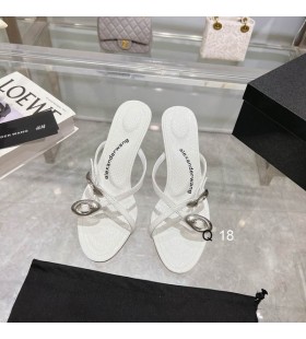 Alexander Wang Damen 7cm Dome 105 Wasser-Schlange Strappy Slide Sandal In White