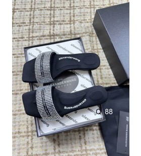 Alexander Wang Damen Schwarz Satin & Crystal Hotfix Vy Sandalen