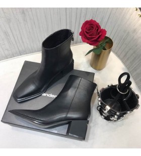 Alexander Wang Damen ' s Schwarz Zip Stiefel Mit Block Ferse In Leder