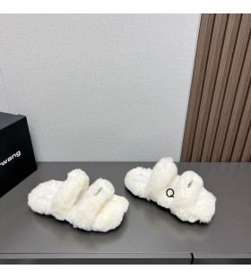 Alexander Wang Women ' s Jay Kaninchen Fell Plattform Slides In Weiß